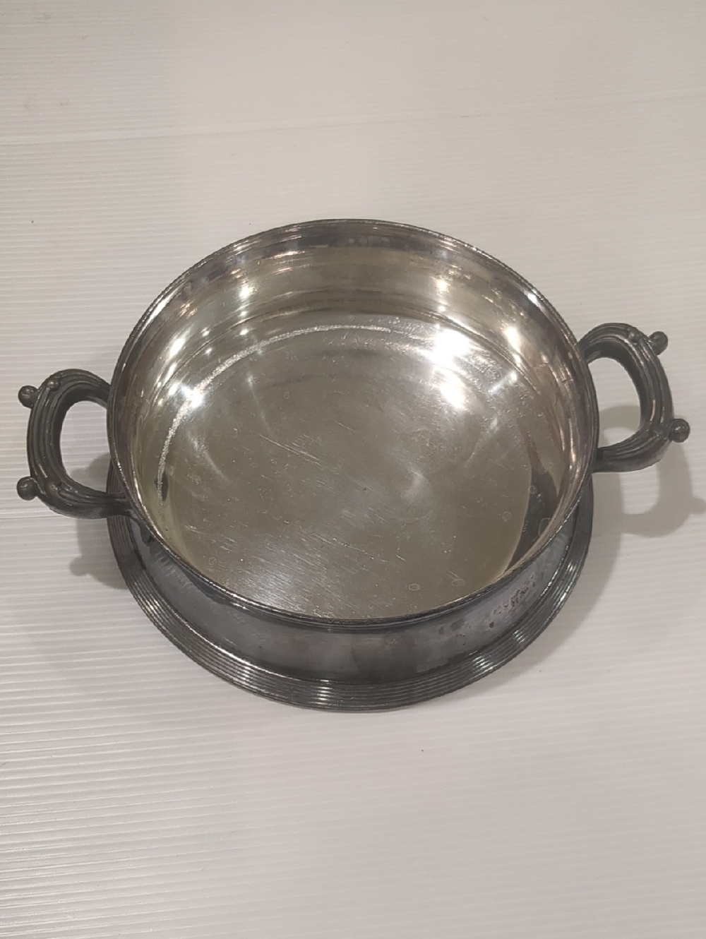 Antique Silver Double-Handled Serving Bowl